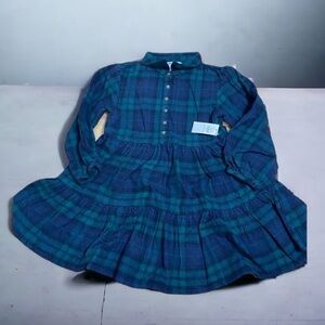 Old Navy Black Watch Green Blue Plaid Dress NWT 5T Toddler Girls